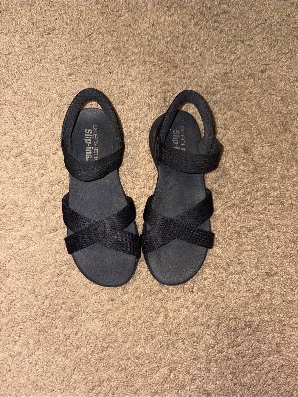 Skechers Slip-ins Black Crisscross Slingback Sandals